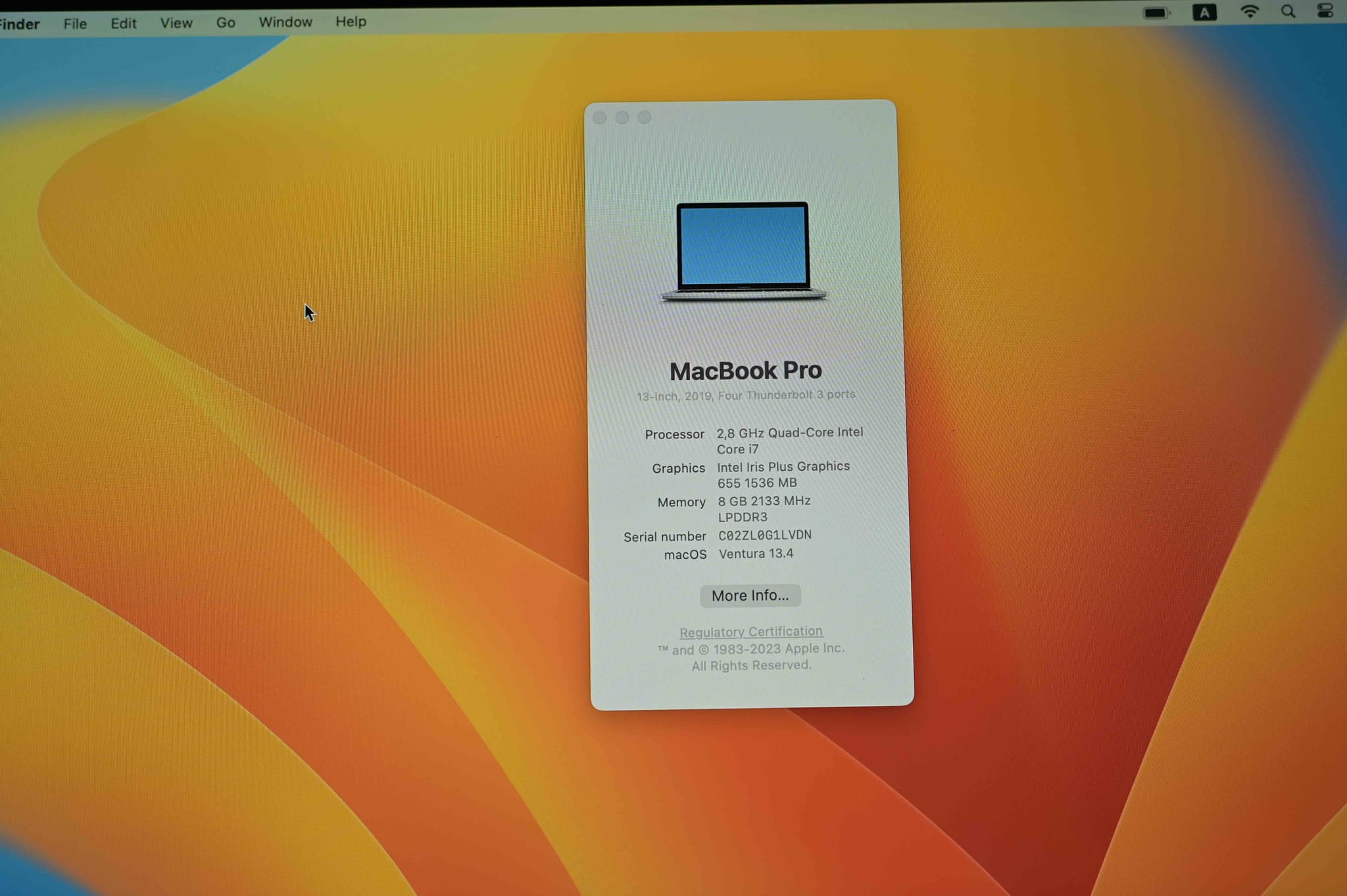Apple Macbook Pro A1989 2019 image 5