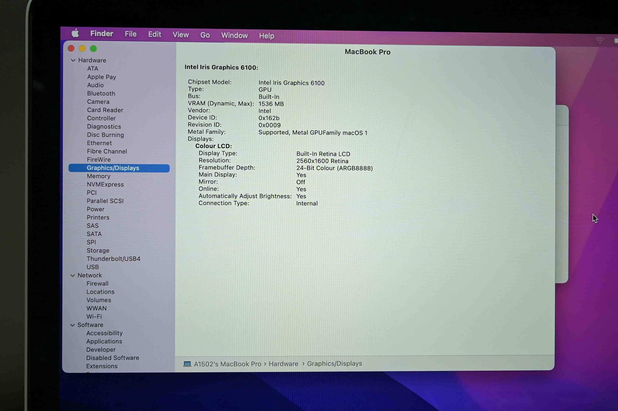 Apple Macbook Pro A1502 2015 image 8
